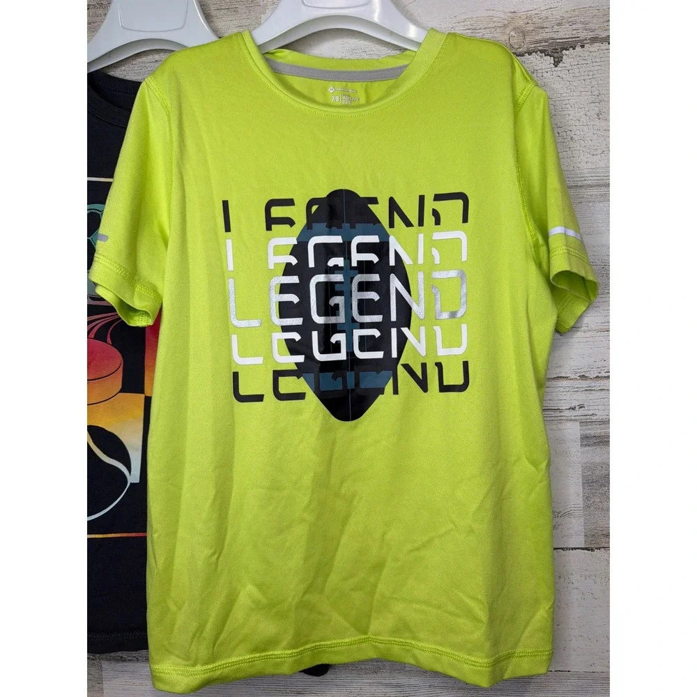Gap Member's Mark T-Shirt Bundle Boys 7/8 M Gray Lime Sports Legend EUC